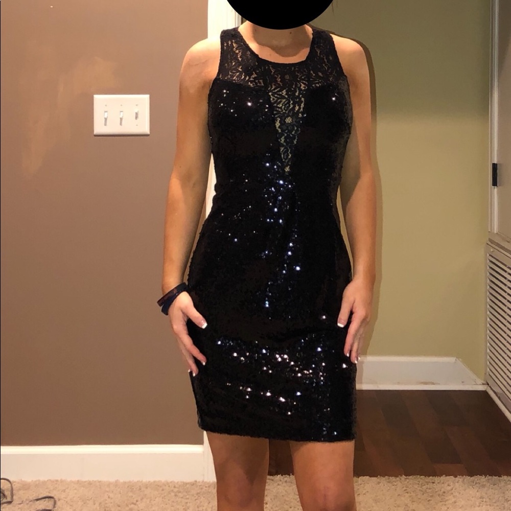 black sequin homecoming/semi dress